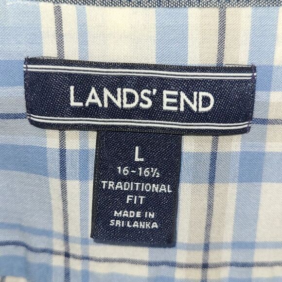 LANDS End Mens Button Down Plaid Size L - Picture 3 of 4